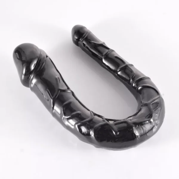 Black Long Double Sided Ended Headed Dildo - Image 3