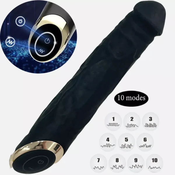 Black  Realistic G-Spot Dildo Vibrator