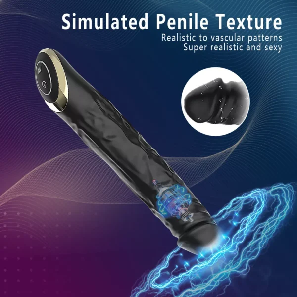 Black  Realistic G-Spot Dildo Vibrator - Image 2