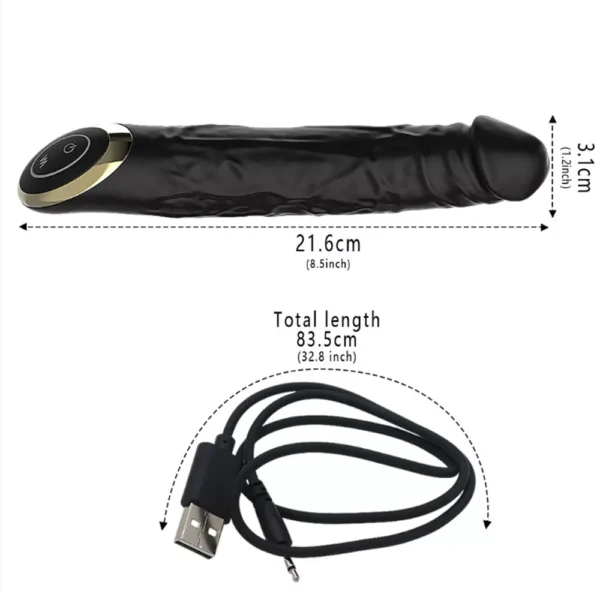 Black  Realistic G-Spot Dildo Vibrator - Image 4