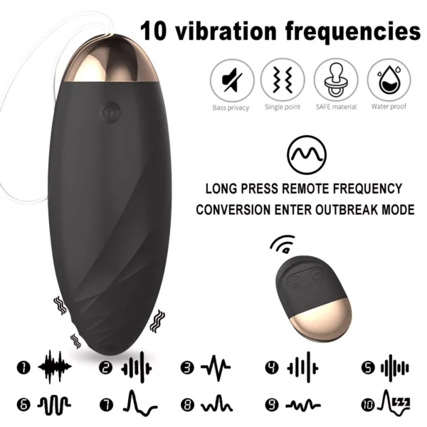 Black Remote Control Multi-speed Vibrating Bullet Egg Vibrator - Image 2