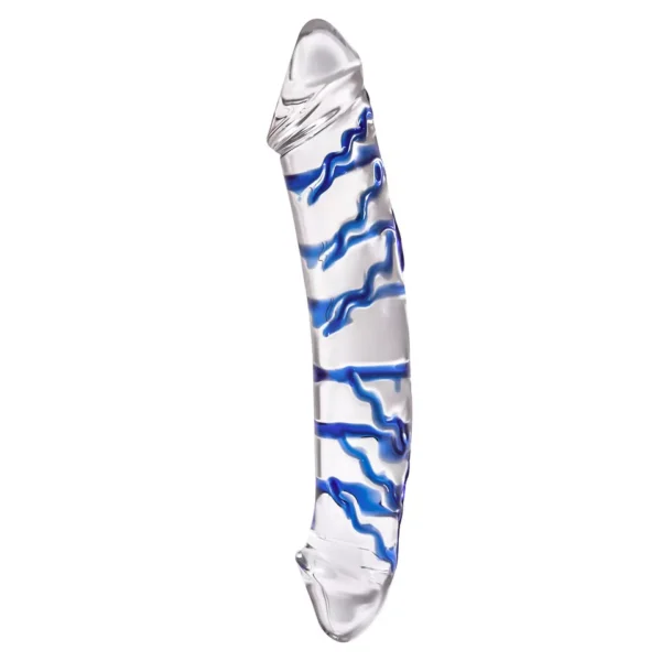 Blue Veins Glass Dildo