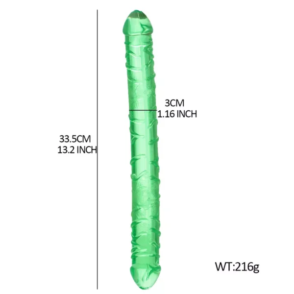 Green Long Double Sided Ended Headed Dildo