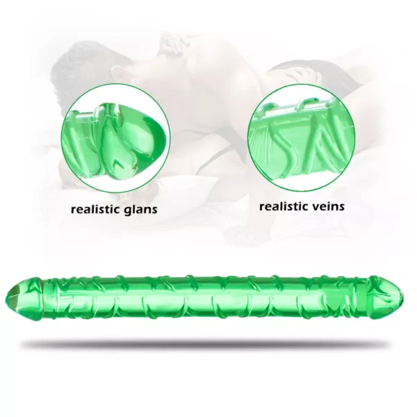 Green Long Double Sided Ended Headed Dildo - Image 5