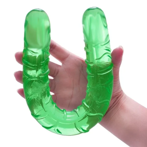 Green Long Double Sided Ended Headed Dildo - Image 2