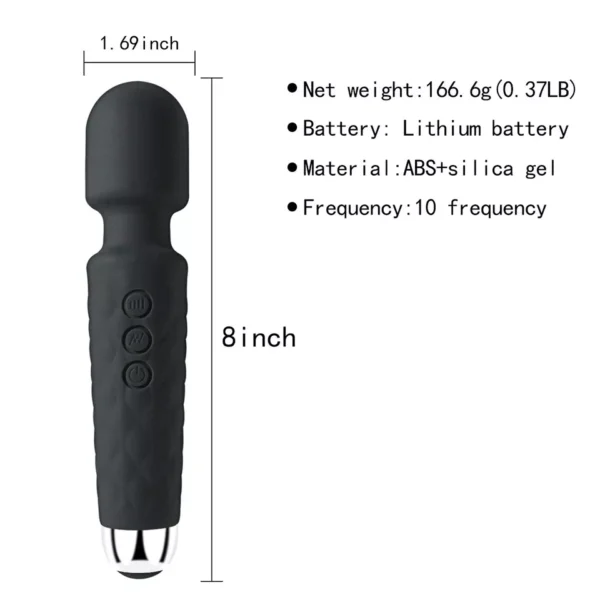 Midnight Black 8inch Rechargeable Vibrator