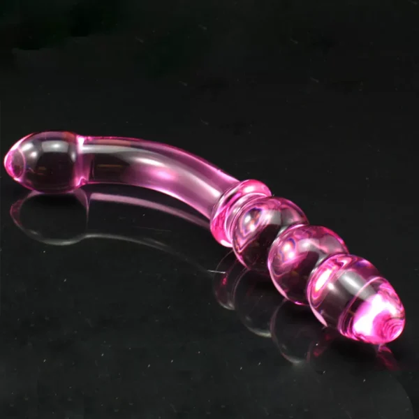 Pretty & Pink Glass Curved Double End Dildo