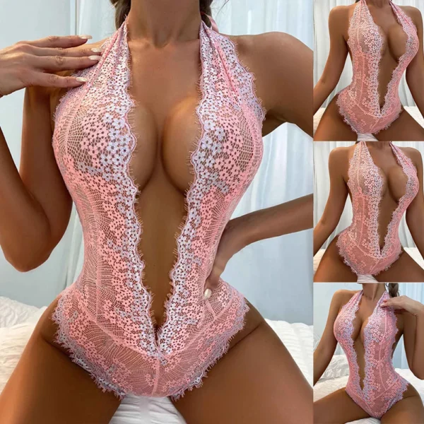 Pretty in Pink Lace Babydoll Bodysuit