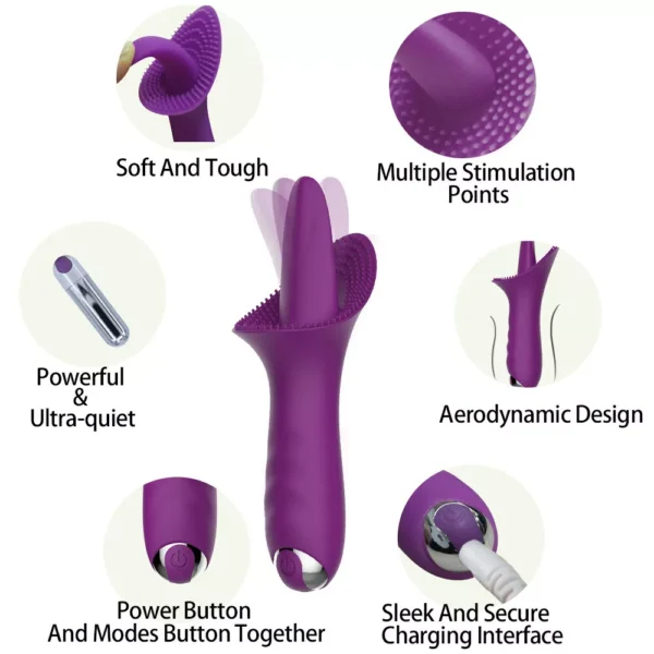 Purple Clit Licking Tongue Vibrator - Image 2