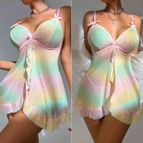 Rainbow Babydoll Lingerie Dress